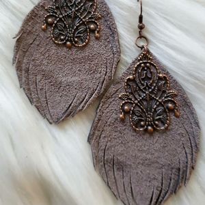 Leather Medallion Earrings